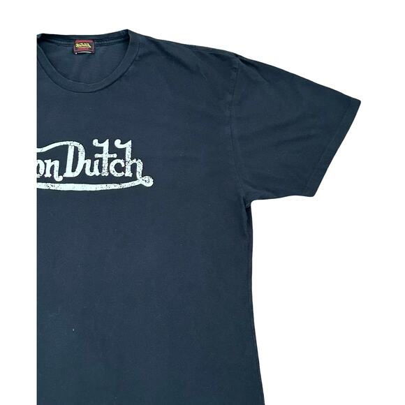 Von Dutch Washed Black Logo T Shirt Sz XL Streetwear Designer Money Going Out - Picture 5 of 10
